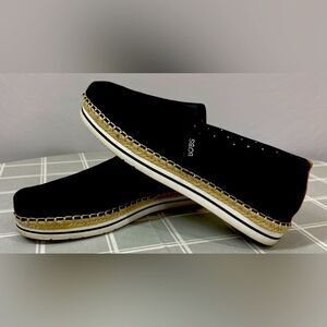 Bobs Skechers Breeze Black Canvas Womens Casual Sz 9.5 Shoes Memory Foam Insoles